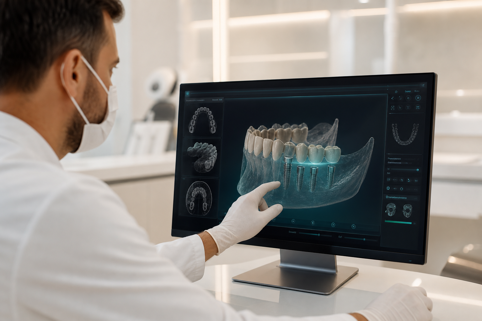 Planejamento digital odontológico em tela moderna
